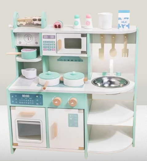 Pink Interactive Wooden Kitchen Set - Image 2